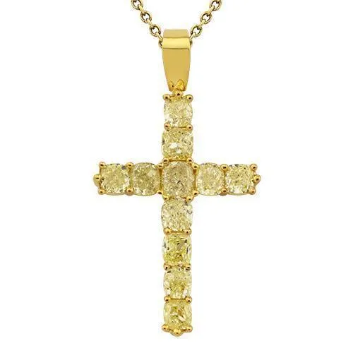 18k Yellow Gold Diamond Cross Pendant 7 Ctw