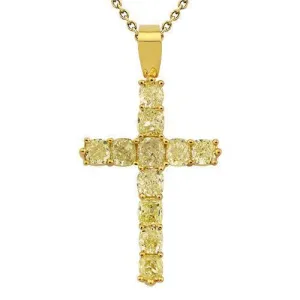 18k Yellow Gold Diamond Cross Pendant 7 Ctw