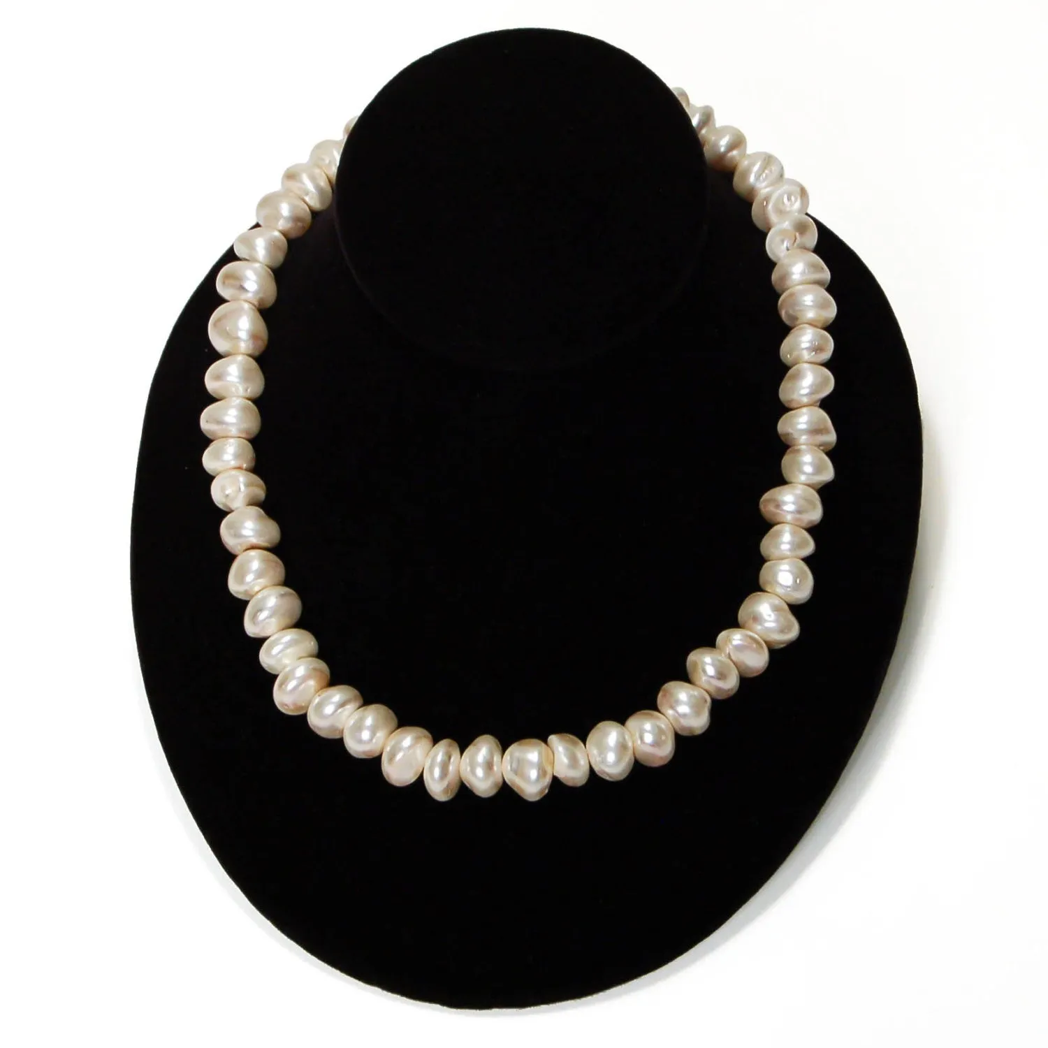 1980's Ivory Glass Baroque Pearl Necklace