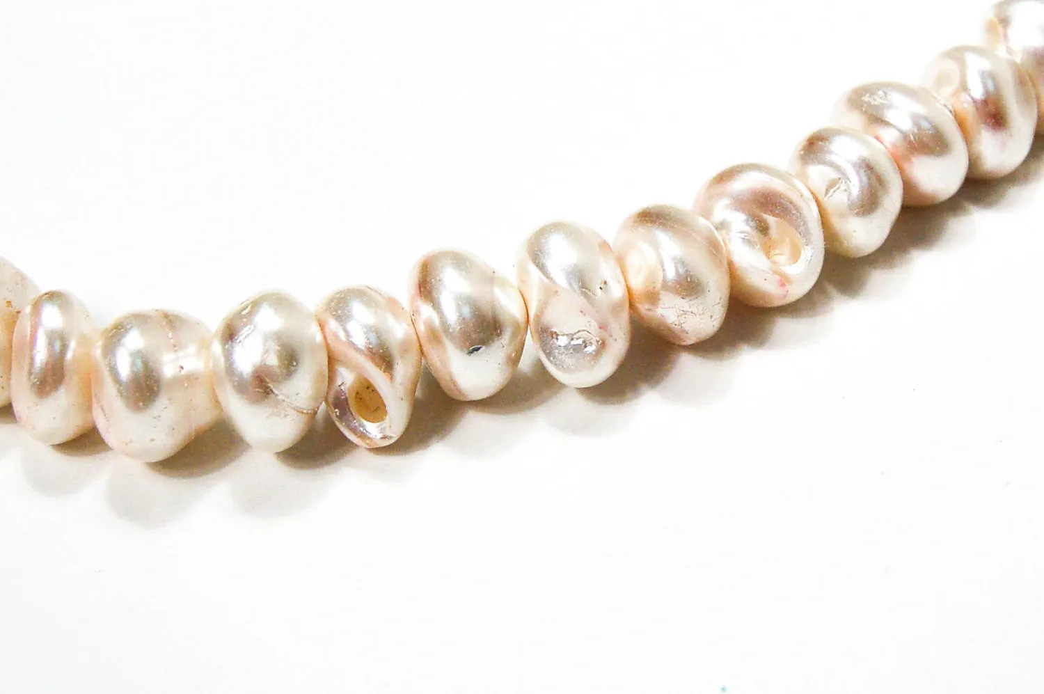 1980's Ivory Glass Baroque Pearl Necklace