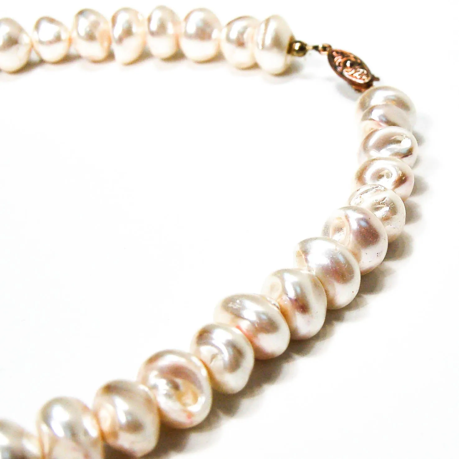 1980's Ivory Glass Baroque Pearl Necklace