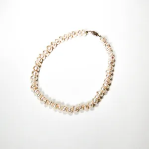 1980's Ivory Glass Baroque Pearl Necklace