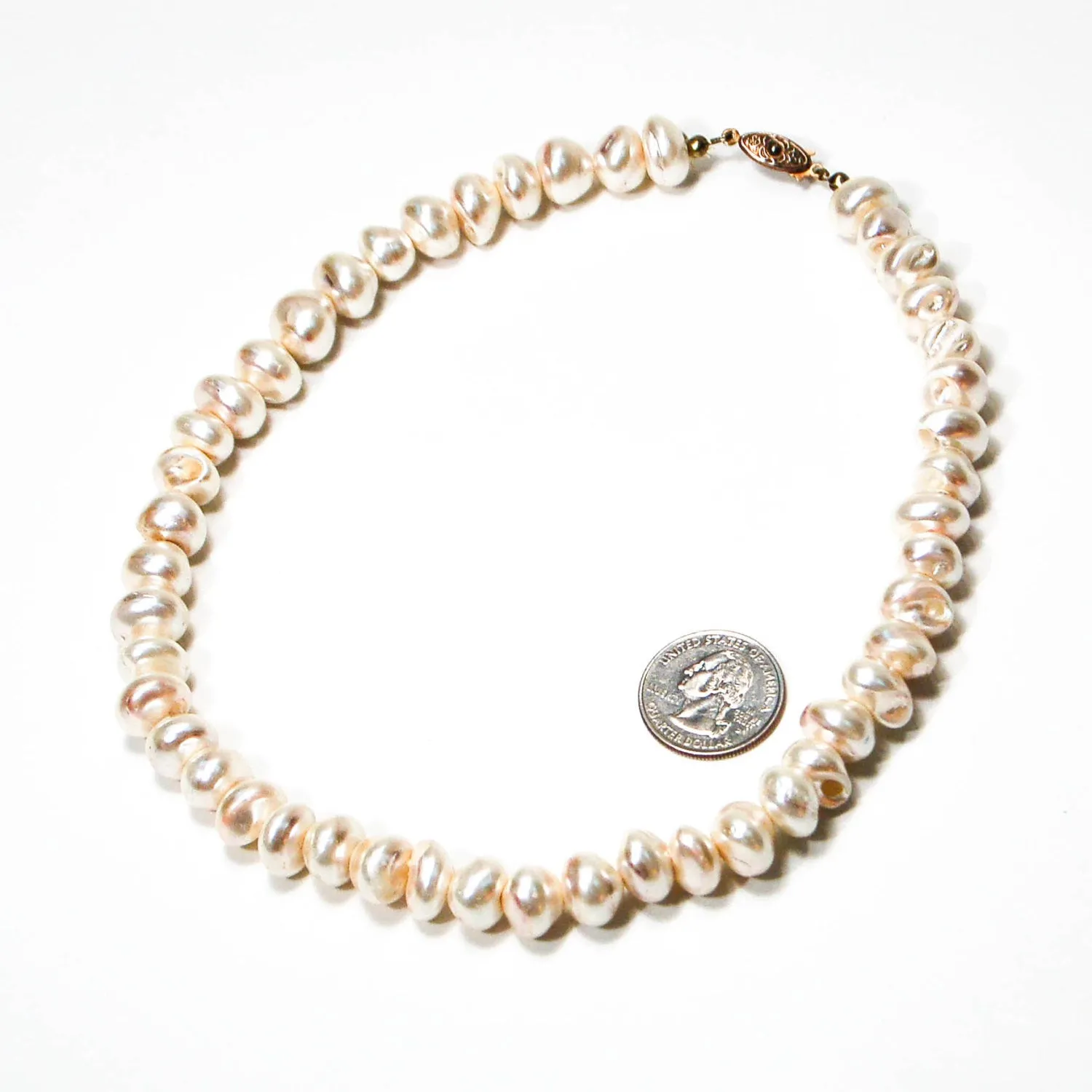 1980's Ivory Glass Baroque Pearl Necklace