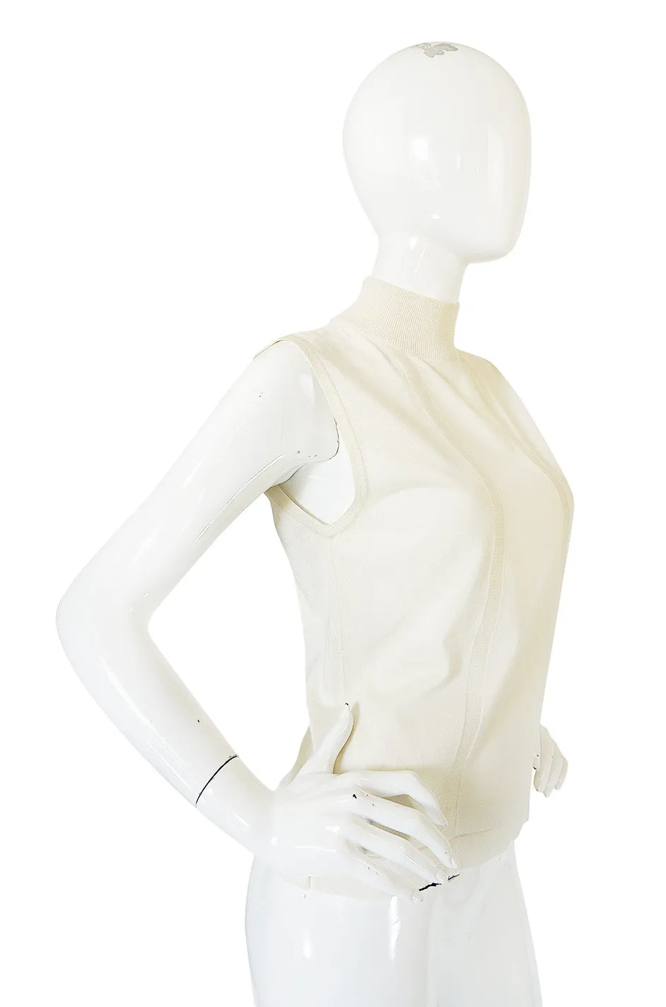 1990s Cream Chanel Cashmere & Silk Knit Shell Top
