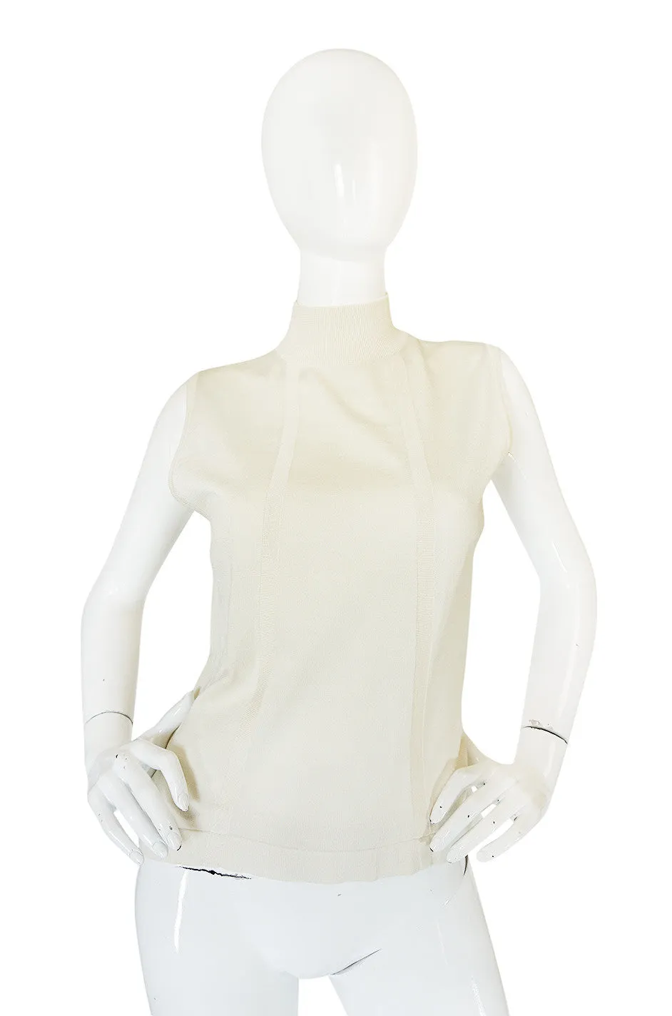 1990s Cream Chanel Cashmere & Silk Knit Shell Top