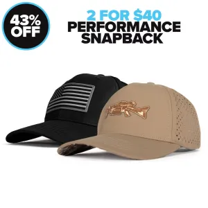 2 FOR $40 PERFORMANCE SNAPBACKS