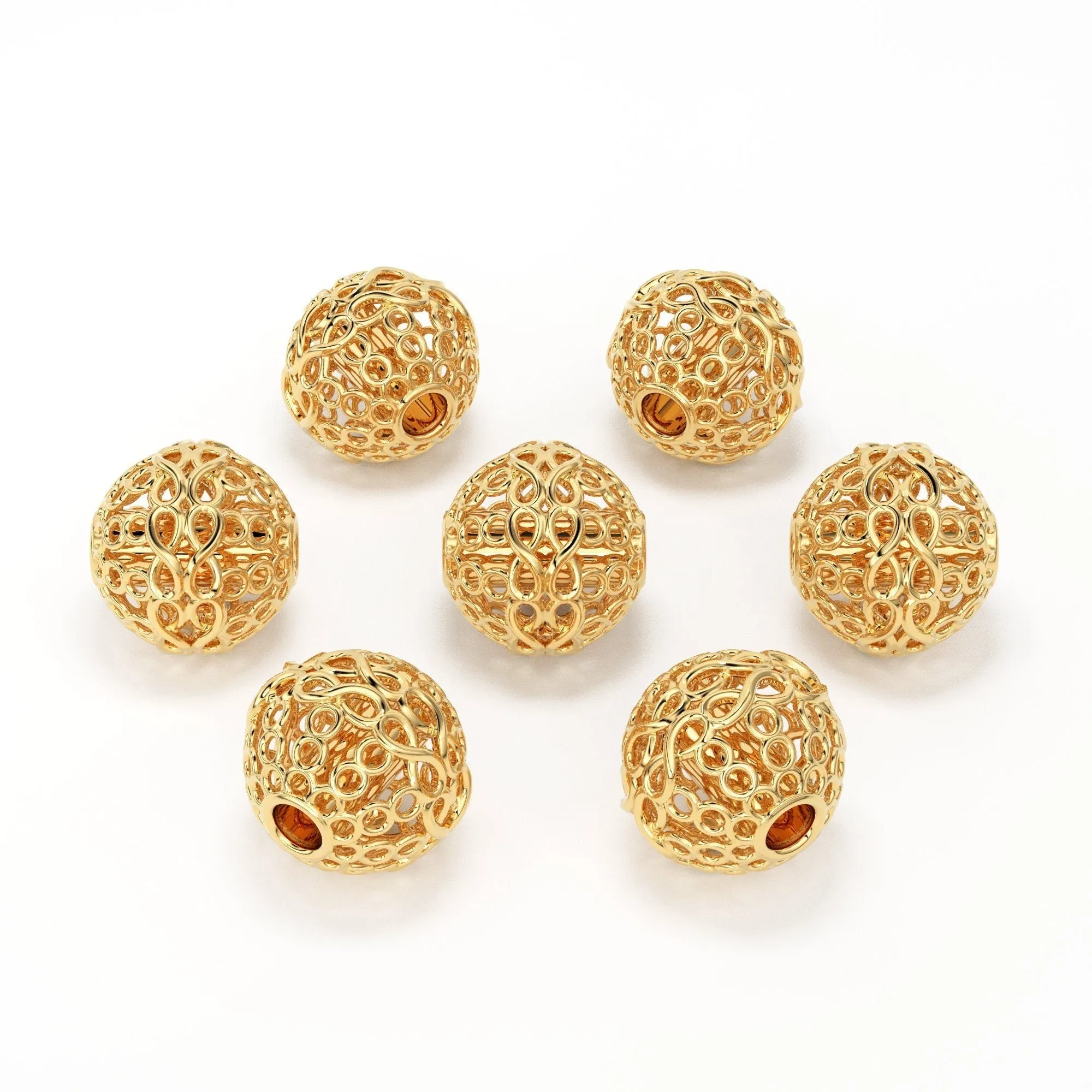 2 pieces Designer Round Solid Gold 14k 18k Solid GoldHandmade Gold Spacer Bead Jewelry Making Supply 4.50mm
