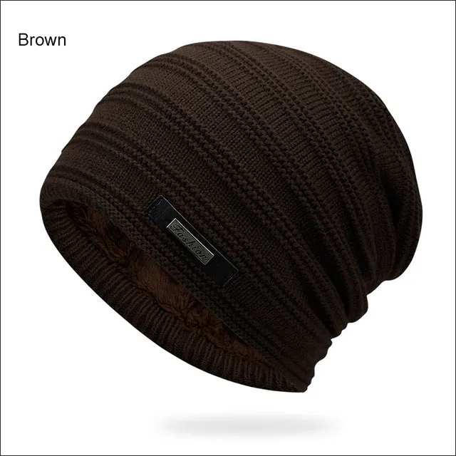 Acrylic Velvet Beanie Men's Winter Warm Hat -Black,NavyBlue,Red,Gray,Brown