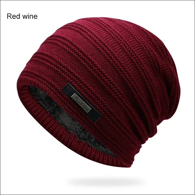 Acrylic Velvet Beanie Men's Winter Warm Hat -Black,NavyBlue,Red,Gray,Brown