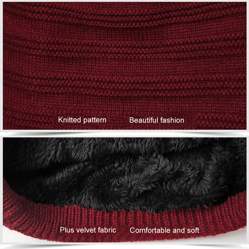 Acrylic Velvet Beanie Men's Winter Warm Hat -Black,NavyBlue,Red,Gray,Brown