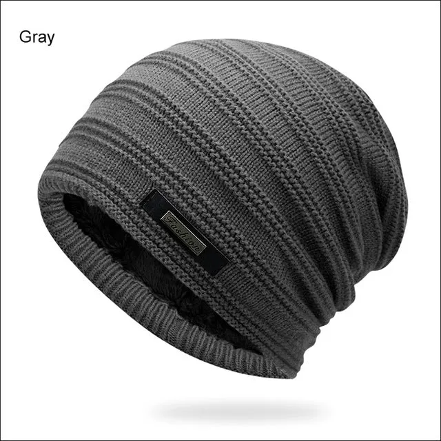 Acrylic Velvet Beanie Men's Winter Warm Hat -Black,NavyBlue,Red,Gray,Brown