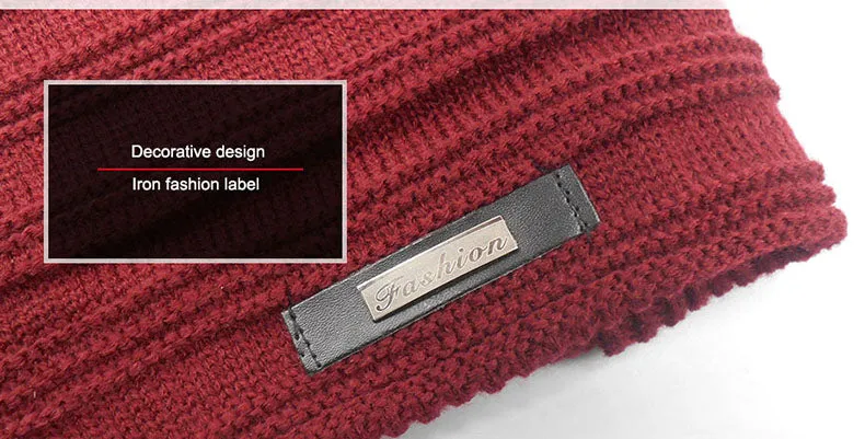 Acrylic Velvet Beanie Men's Winter Warm Hat -Black,NavyBlue,Red,Gray,Brown