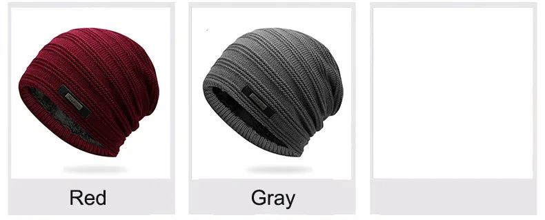 Acrylic Velvet Beanie Men's Winter Warm Hat -Black,NavyBlue,Red,Gray,Brown