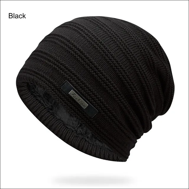 Acrylic Velvet Beanie Men's Winter Warm Hat -Black,NavyBlue,Red,Gray,Brown