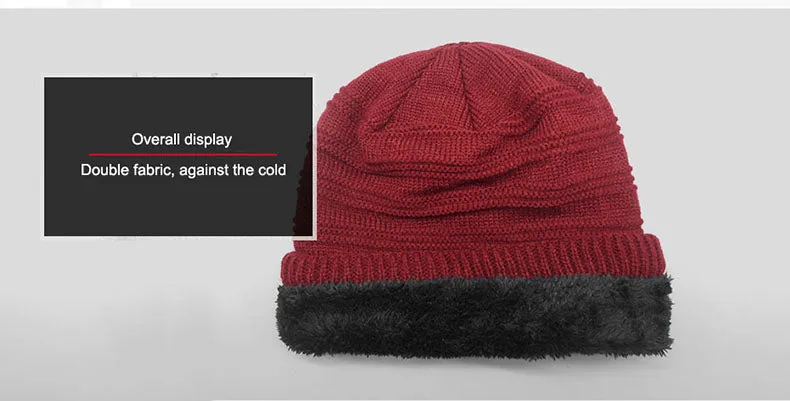 Acrylic Velvet Beanie Men's Winter Warm Hat -Black,NavyBlue,Red,Gray,Brown