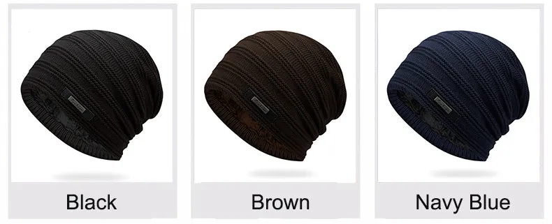 Acrylic Velvet Beanie Men's Winter Warm Hat -Black,NavyBlue,Red,Gray,Brown