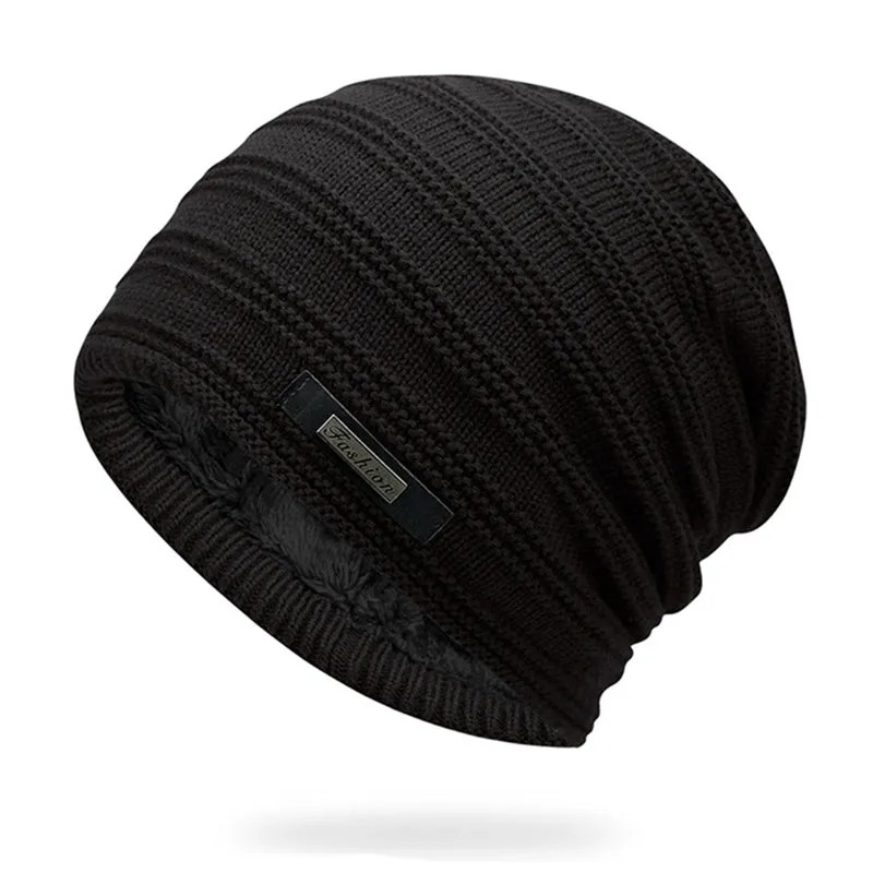 Acrylic Velvet Beanie Men's Winter Warm Hat -Black,NavyBlue,Red,Gray,Brown