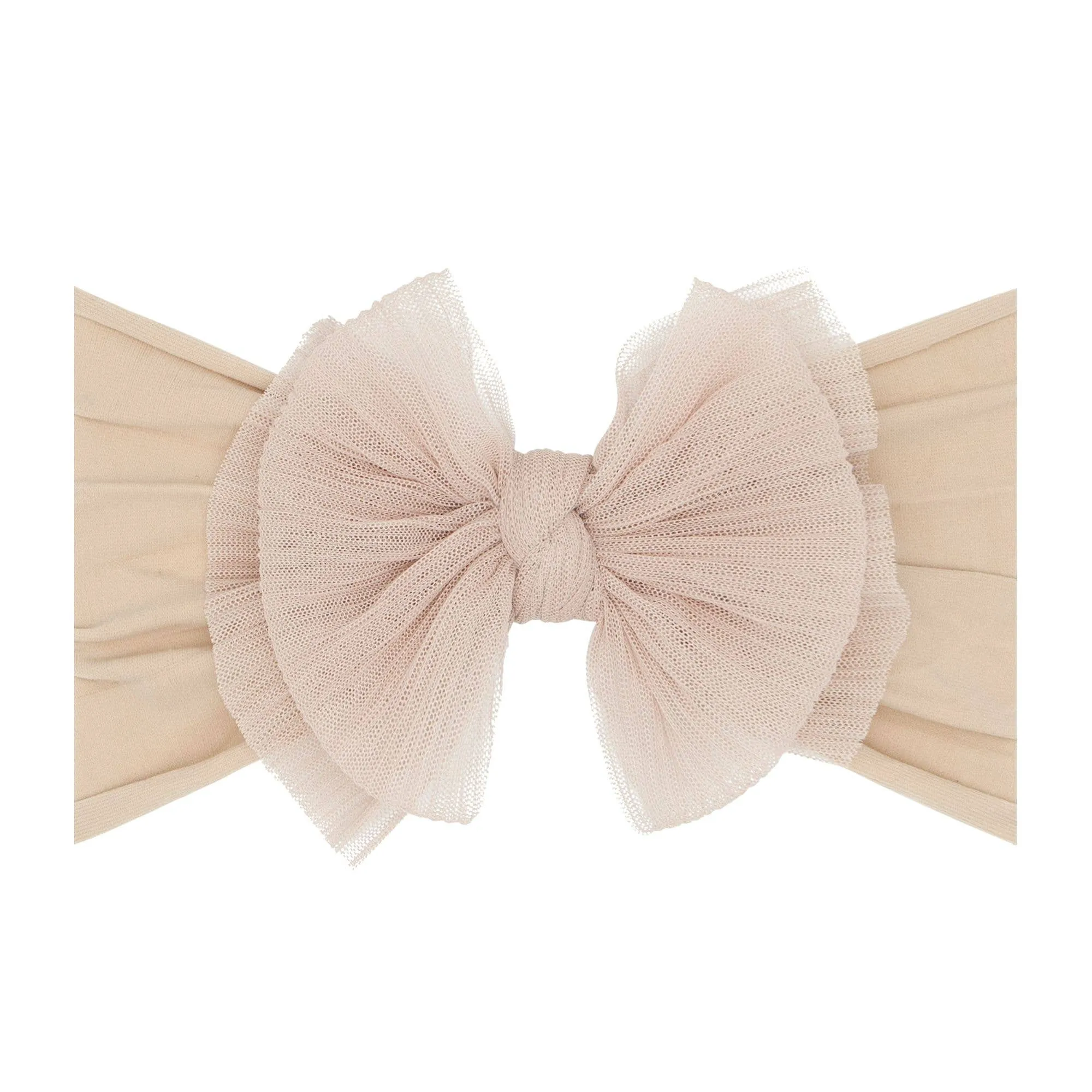 Baby Blin Tulle FAB Soft Nylon Headband with Tulle Bow - Pleated Blush