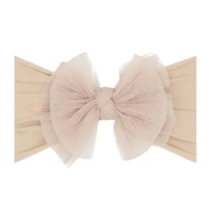 Baby Blin Tulle FAB Soft Nylon Headband with Tulle Bow - Pleated Blush