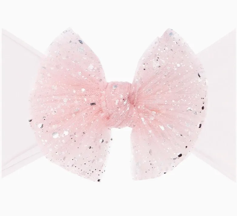 Baby Blin Tulle FAB Soft Nylon Headband with Tulle Bow - Princess Pink