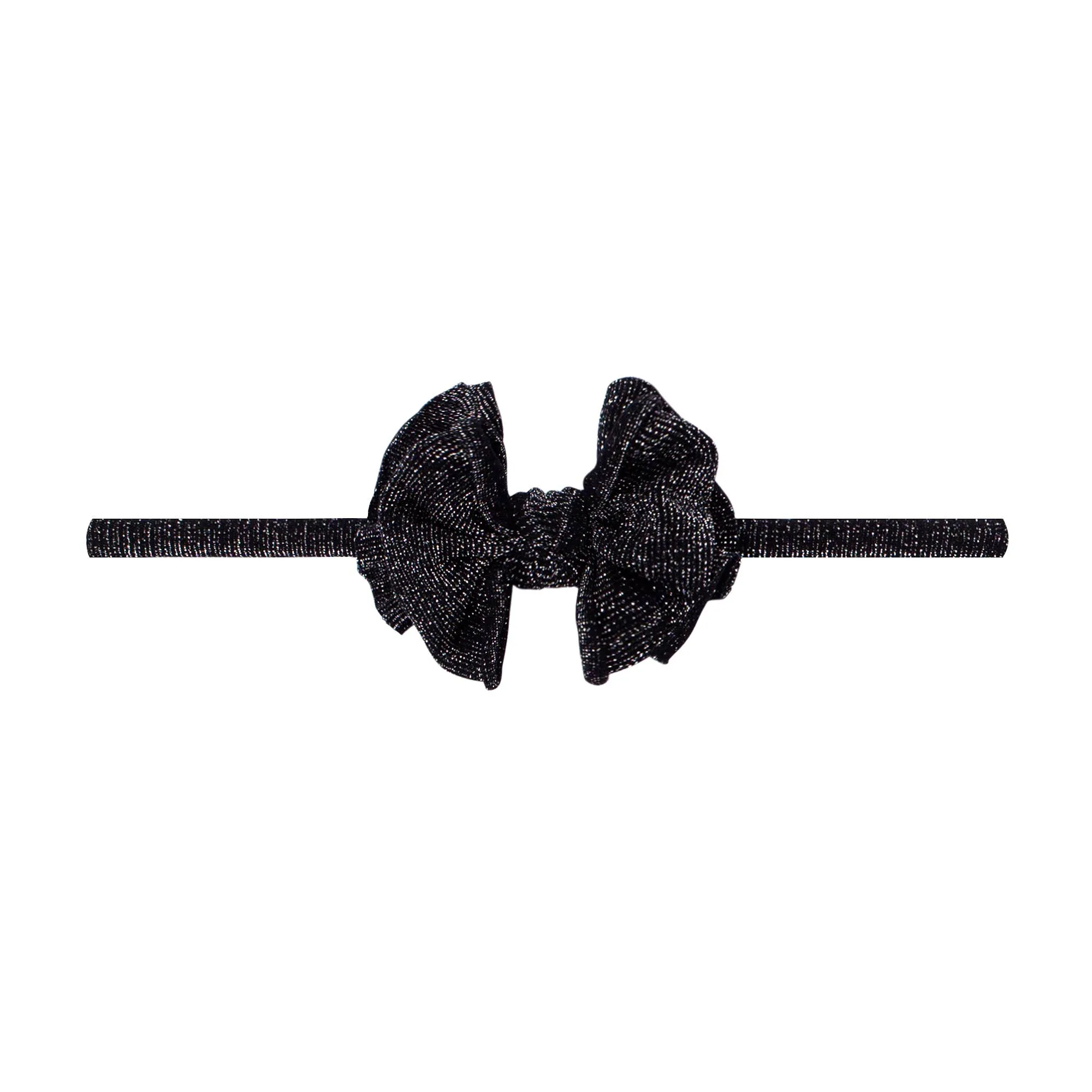Baby Bling Metallic Baby Skinny Nylon Bow Headband - Black