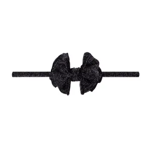 Baby Bling Metallic Baby Skinny Nylon Bow Headband - Black