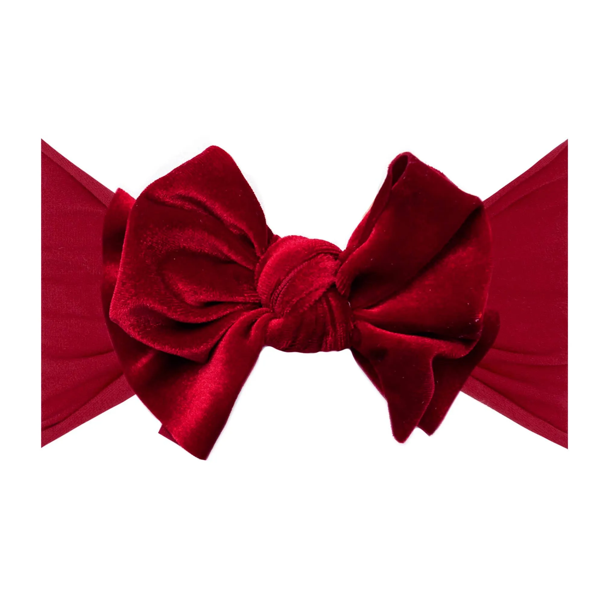 Baby Bling Velvet Soft Nylon Headband with Velvet Bow - Ruby