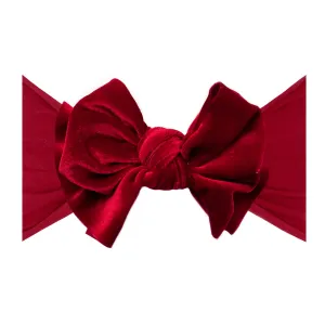 Baby Bling Velvet Soft Nylon Headband with Velvet Bow - Ruby