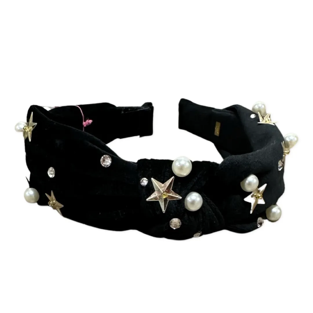 Bari Lynn Crystalized Velvet Pearl Stud Knot Headband