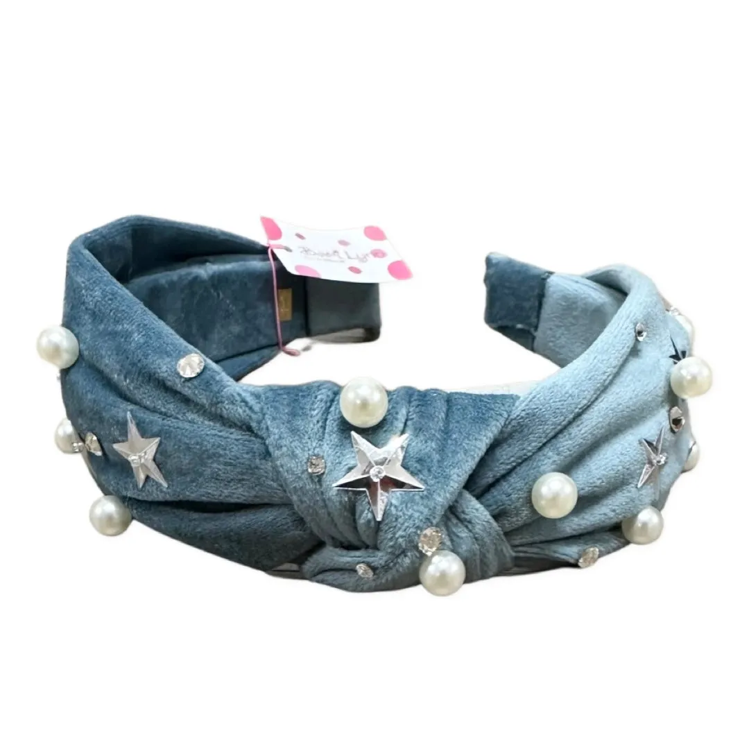 Bari Lynn Crystalized Velvet Pearl Stud Knot Headband