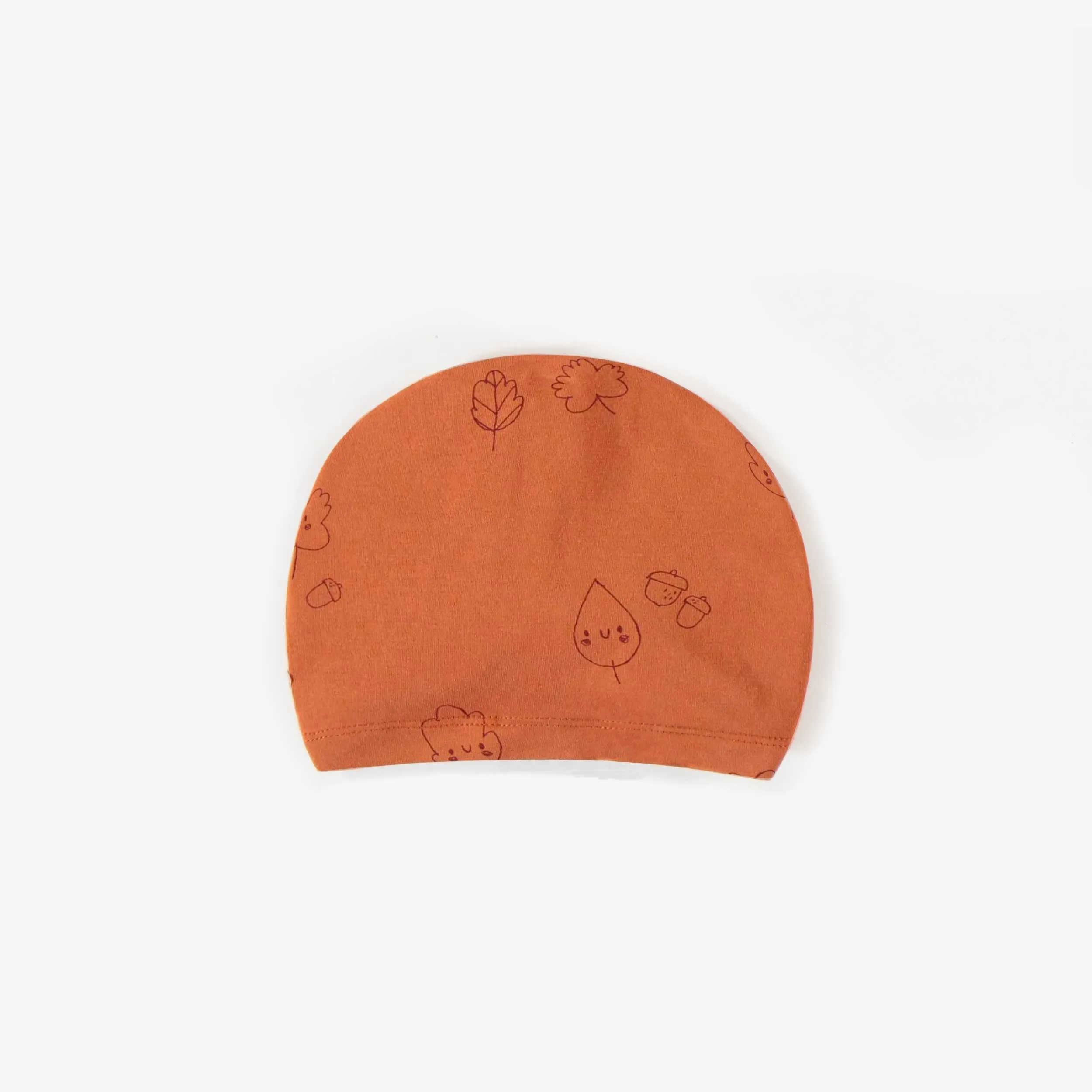 Bonnet brun cuivré avec nœud en coton biologique, naissance || Amber brown hat with bow in organic cotton, newborn
