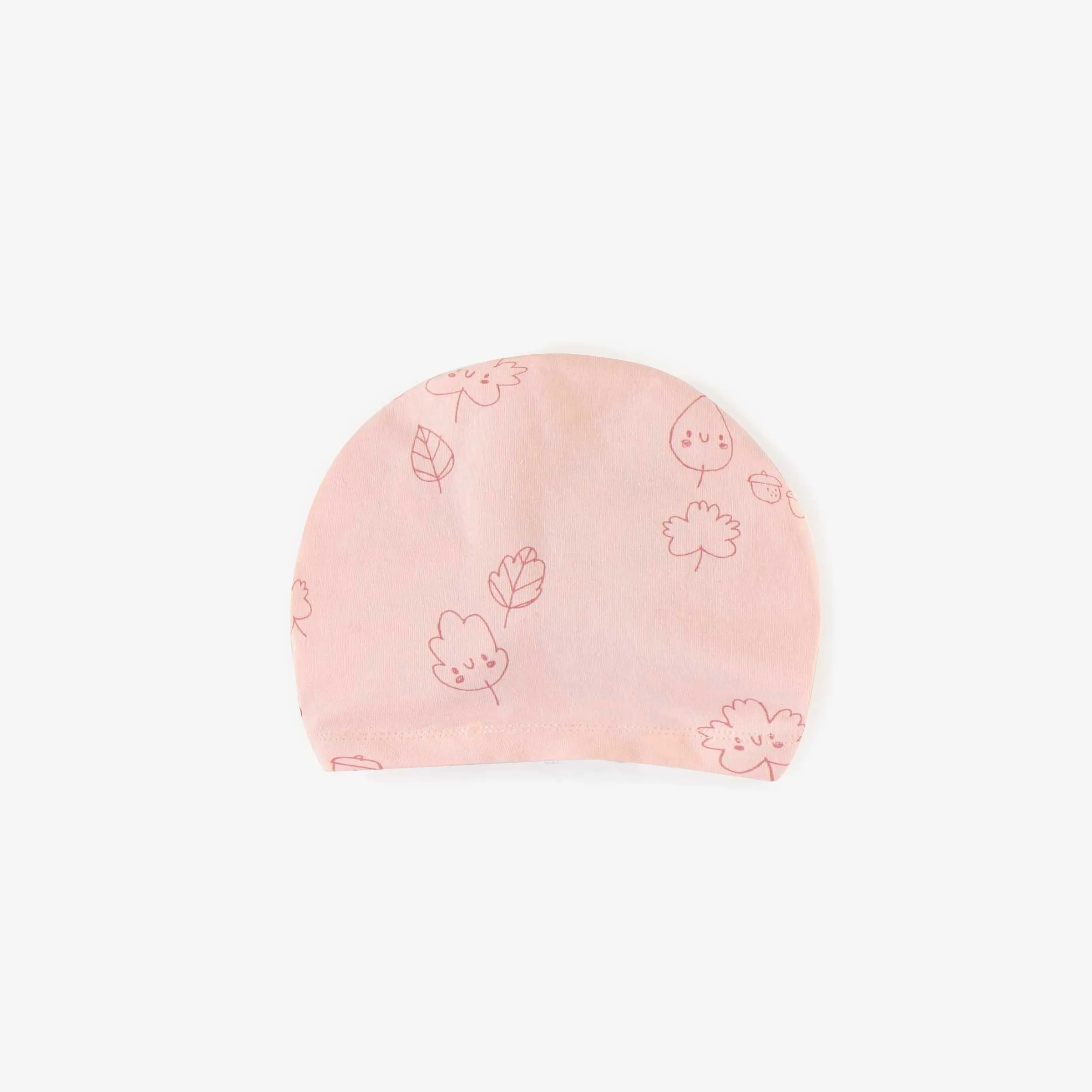 Bonnet rose avec nœud en coton biologique, naissance || Pink beanie with bow in organic cotton, newborn