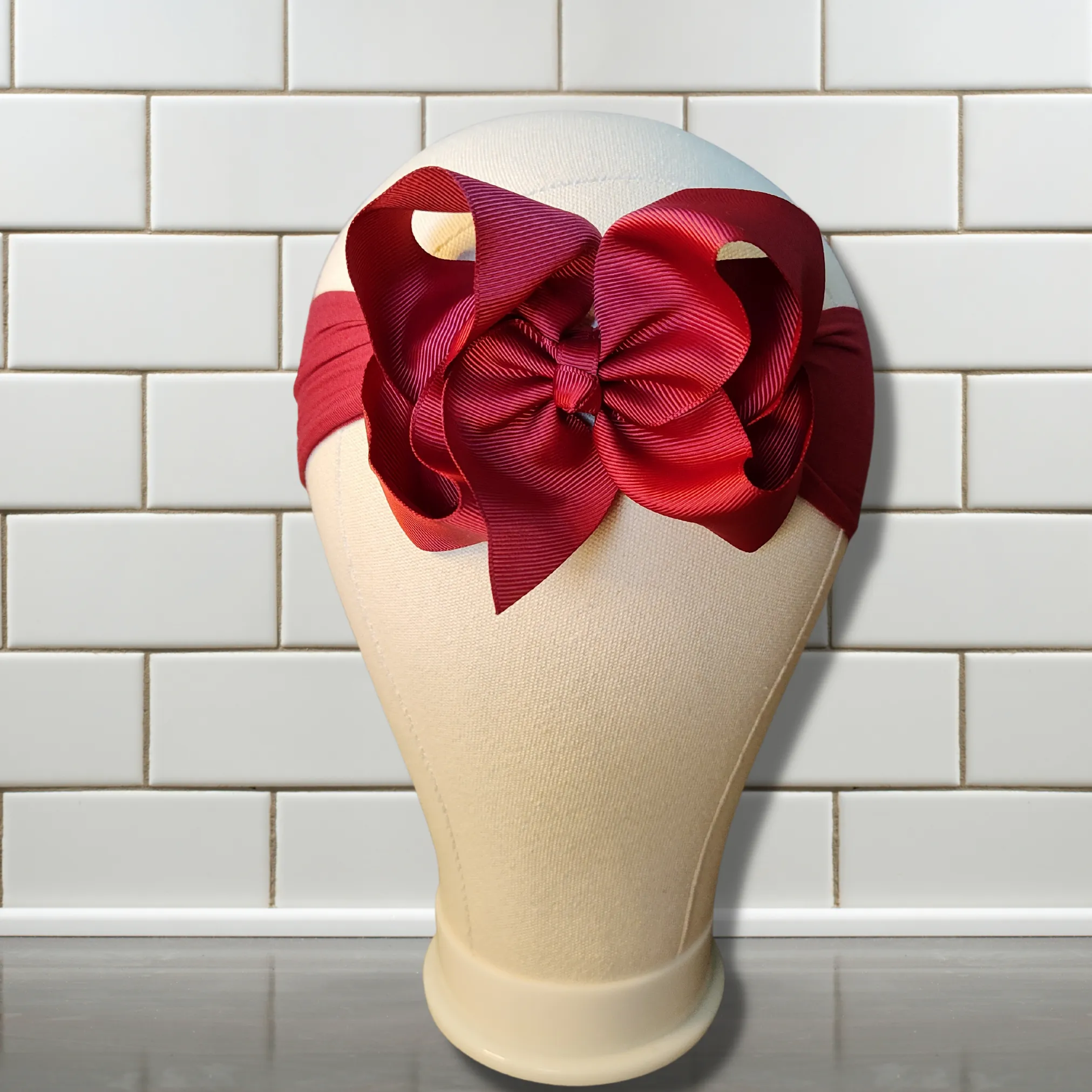 Burgundy Turban Bow Headband