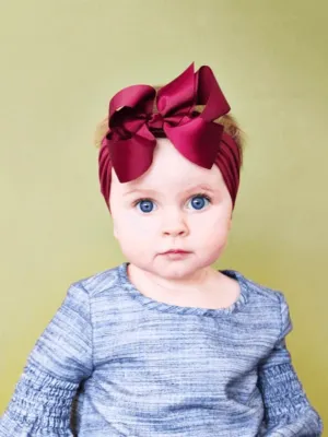 Burgundy Turban Bow Headband