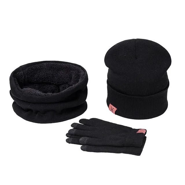 Collar Scarf   Gloves   Knitted Skullies Beanie Set or winter - Dark Grey,Rose Red,Coffee,Grey,Light Grey,Black