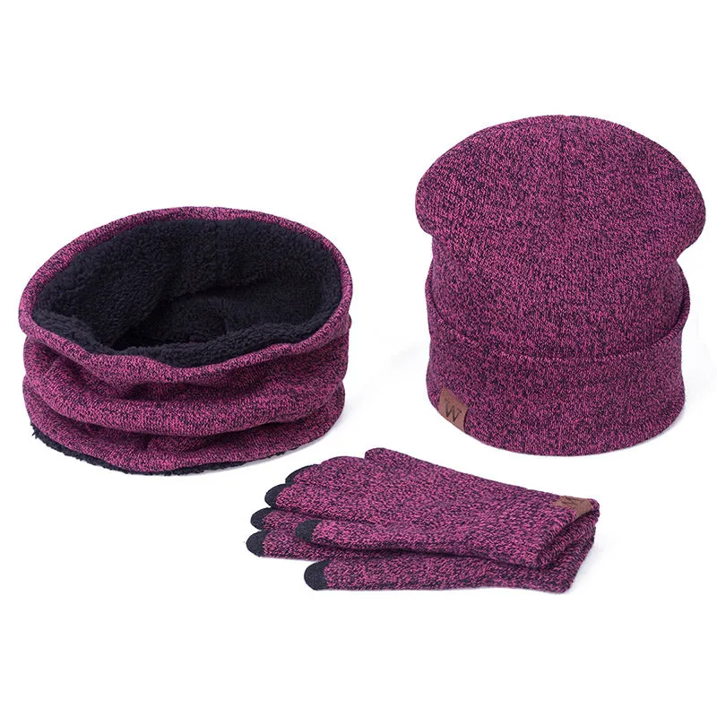 Collar Scarf   Gloves   Knitted Skullies Beanie Set or winter - Dark Grey,Rose Red,Coffee,Grey,Light Grey,Black