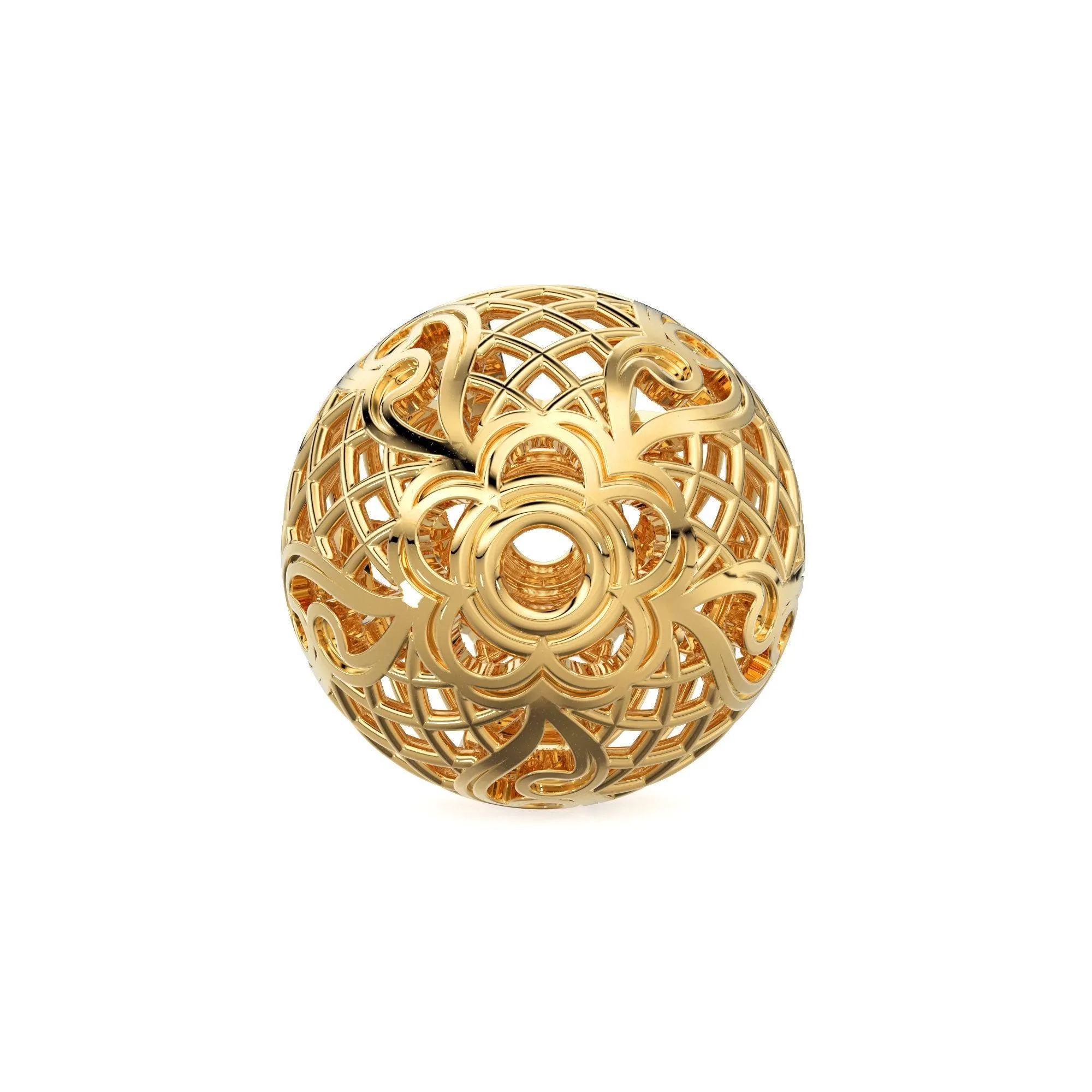 Designer Round Solid Gold 14k 18k Handmade Gold Spacer Bead Jewelry Making Supply available in 11mm