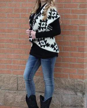 Elan | Reversible Black and White Aztec Vest