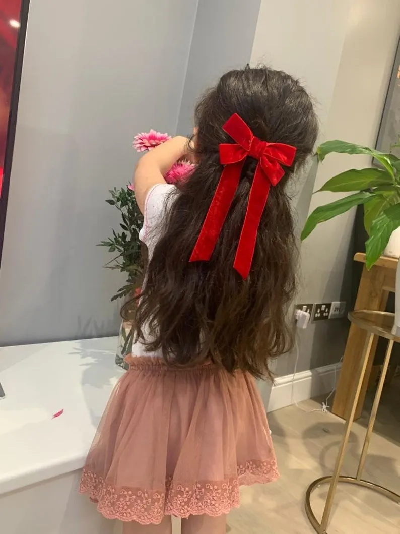 Extra Length Velvet Hair Bow