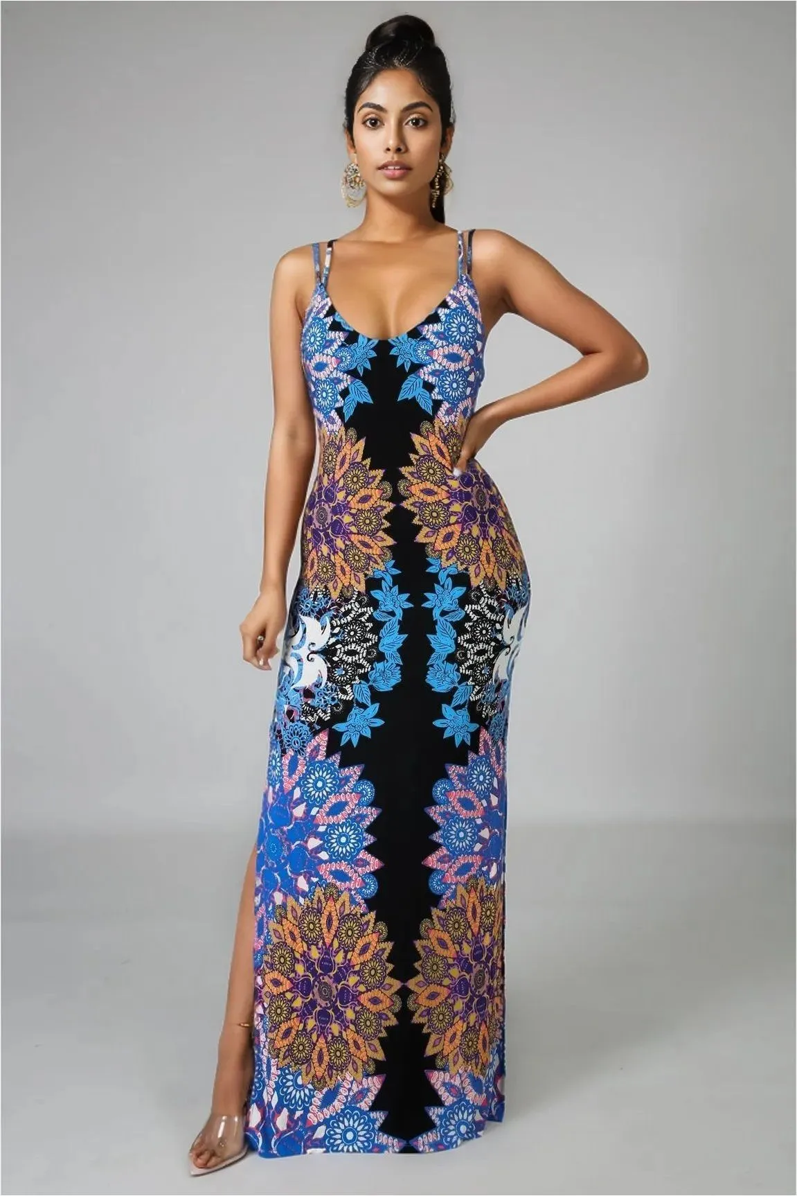 Floral Pinwheel Maxi Dress