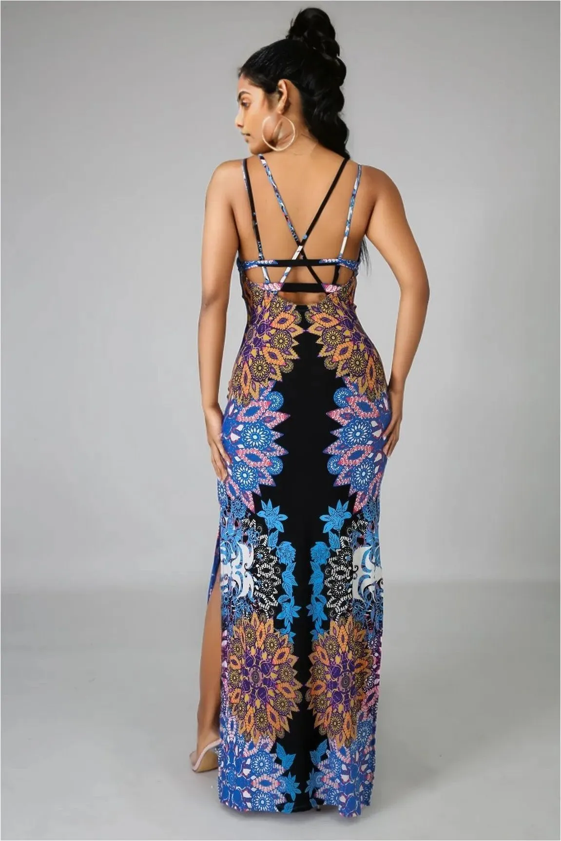 Floral Pinwheel Maxi Dress