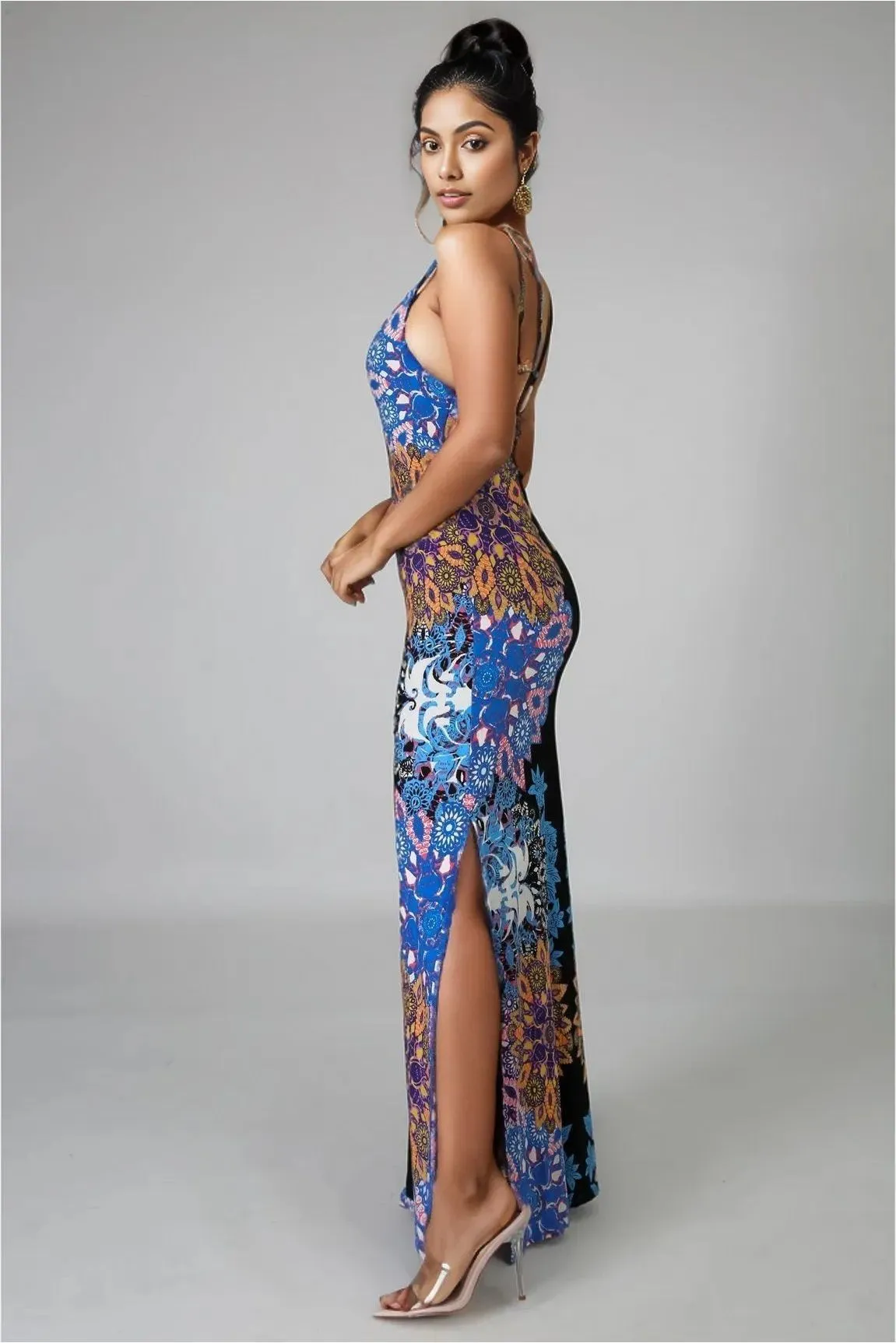 Floral Pinwheel Maxi Dress