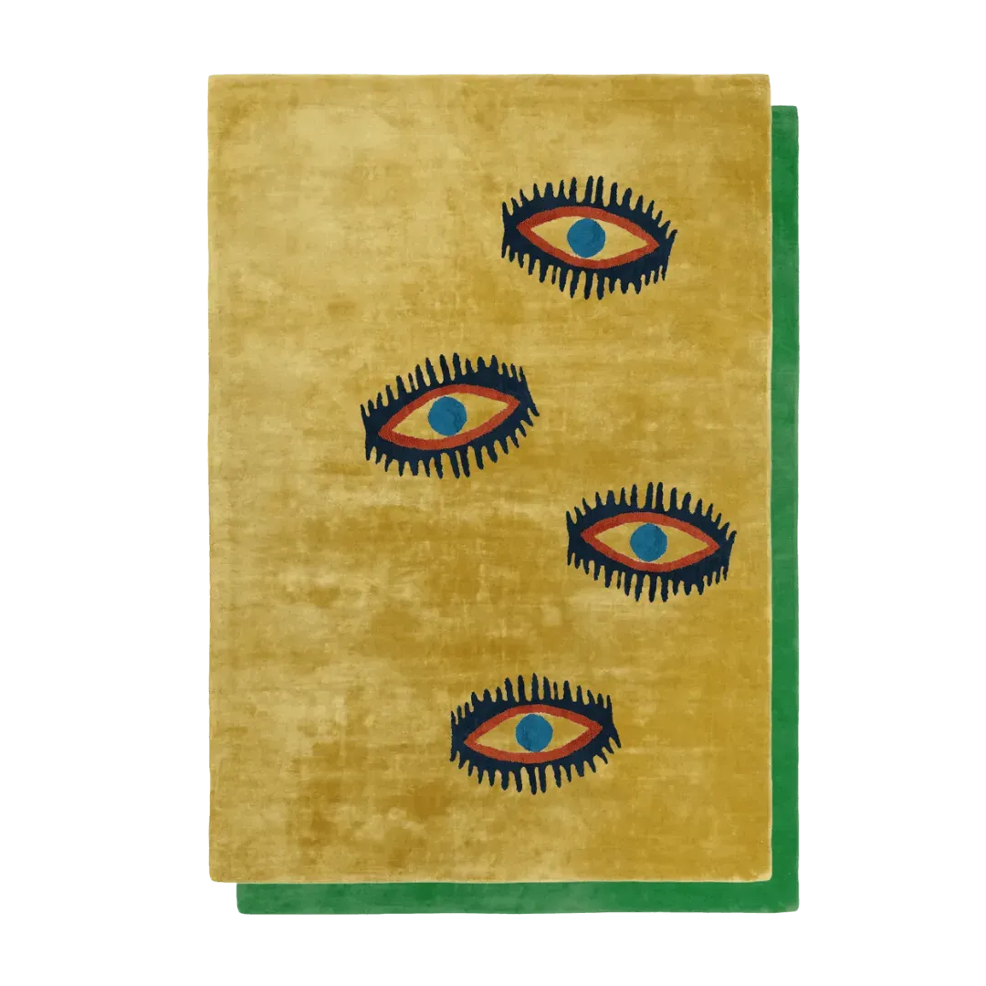 Four Evil Eyes Viscose Hand Tufted Wool Rug