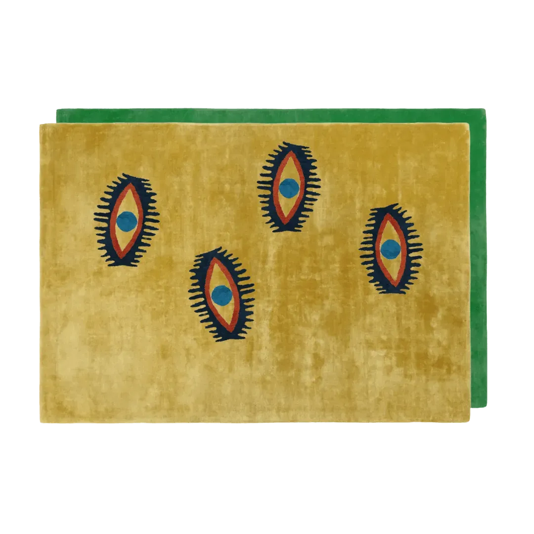 Four Evil Eyes Viscose Hand Tufted Wool Rug