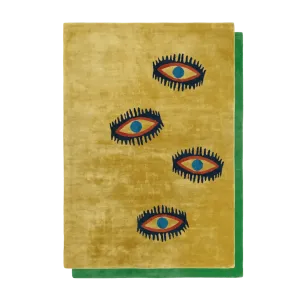 Four Evil Eyes Viscose Hand Tufted Wool Rug