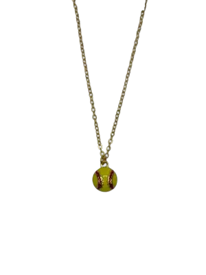 Gold Softball Short Thin Necklace