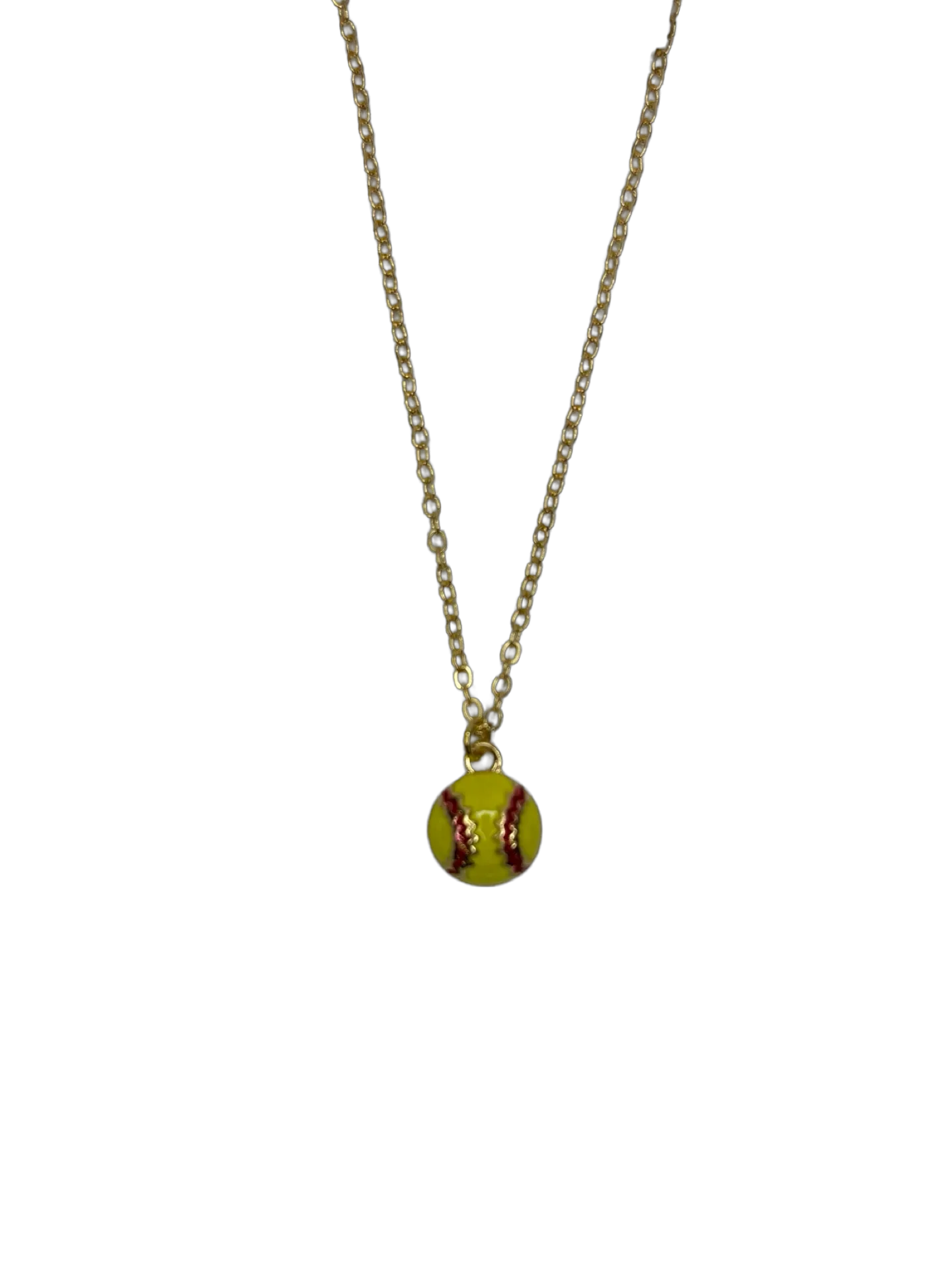 Gold Softball Short Thin Necklace