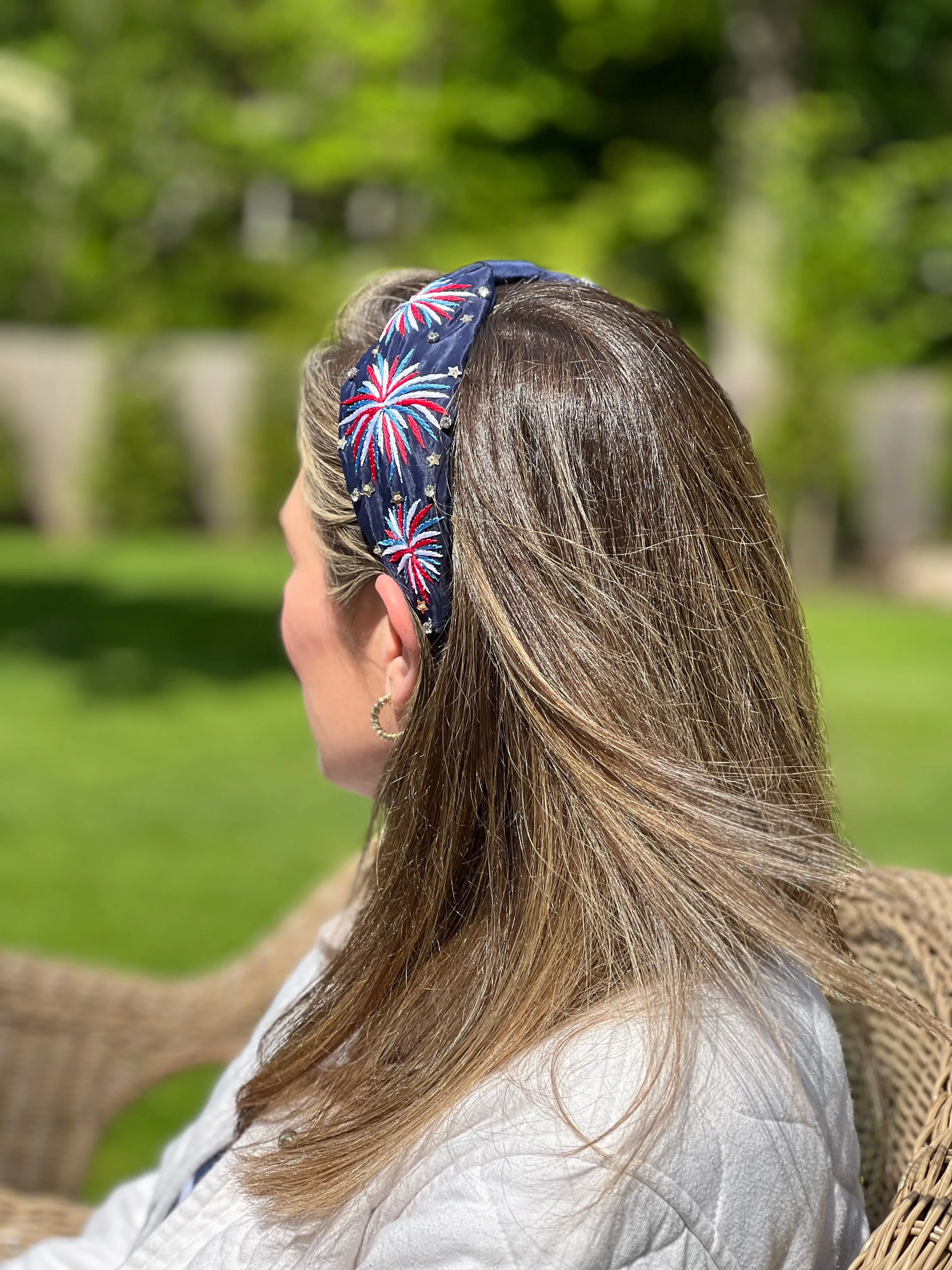 Hand Embroidered Firecracker Headband
