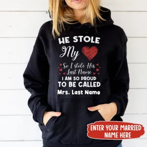 He Stole My Heart Personalized Name 2D Black Hoodie 2