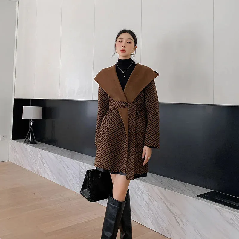 High-End Hooded 100% Wool Coat Double-Sided Wearable Woolen Coat